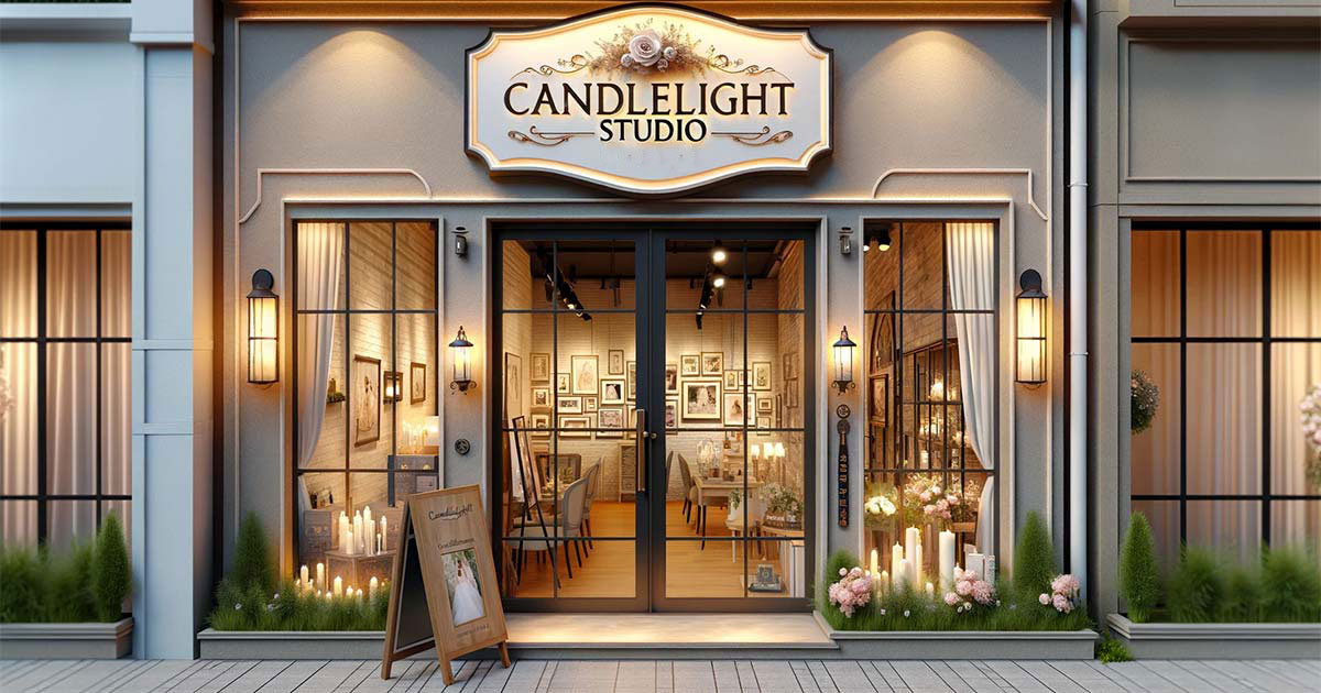 Elegant Exterior View of CandleLight Studio, Symbolizing Premier Wedding Photography Services