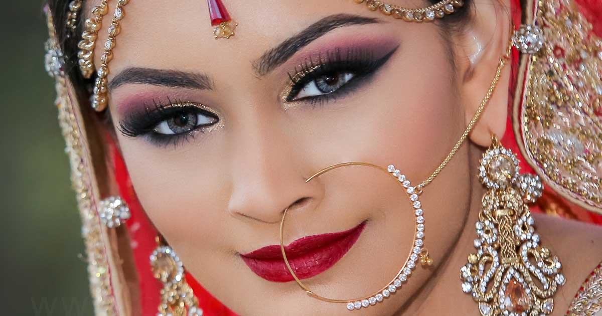 Close-up shot of an Indian bride showcasing her captivating beauty